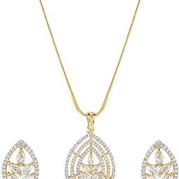 18K Gold-Plated Crystal Pendant/CZ Necklace and Earrings - Ideal for Weddings, Parties & Special Occasions-image-40