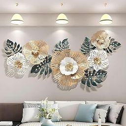 AMAZING ANTIQUE Decorative Abstruct Flower Metal Wall Decor For Living Room | Metal Wall Art | Wall Hanging Decoration Size: 48 X 25 Inch, Multicolor | Set Of 1-71