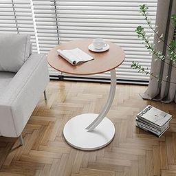 Naayaab Craft Sofa End Table Side Table, Narrow Couch C Shaped Side Table Coffee Table Snack Table Bedside Table Nightstand for Bedroom Living Room Officei - Light Brown-16