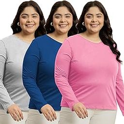 Women Plus Size Full Sleeve Cotton T-Shirts Combo Pack of 3_Casual, Gym, Sports, Lounge Wear Tops for Women (XL, XXL, 3XL, 4XL, 5XL)-image-64