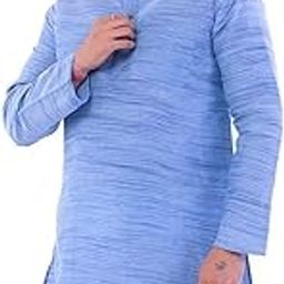 Men's Khadie Cotton - Melange Blue - Kurta Pyjama Set-picture-31