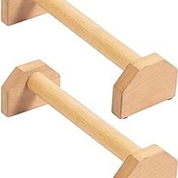 CALANDIS™ 2x Pushup Stands Supports Comfortable Wooden Parallettes for Sports Gym M | Push Up Stands | Strength Training | Fitness Running & Yoga-17