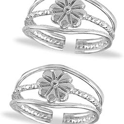 925 Sterling Silver Floral Metti For Women | Chandi Ki Bichiya | Band Foot Toe Ring-17