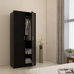 Spacewood Value Wardrobe | 3 Year Warranty | Almirah, Cupboard, Almari, 2 Door Wardrobe, 1 Drawer (1 Lock Drawer) and 1 Hanging Space|Engineered Wood| Natural Wenge-picture-0