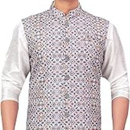 Men's Printed and Embroidered Nehru Jacket/Waist Coat(517)-image-71