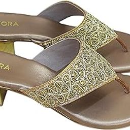 Elegant Golden Ethnic Block Heel Slip-On for Women-GLM-413-image-12