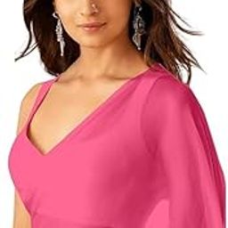 Women's Plain Georgette Saree with Unstitched Blouse Piece.(Alia Bhatt Saree-1)-picture-28