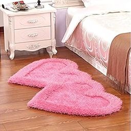 Jai Durga Home Furnishing Shaggy Heart Shape Bed Runner - Pink (22 x 55 inches)-image-40