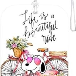 TPJ Handmade Resin Customized Luggage ID Tag with Pet Name Dog Cat Photo, Cute Personalized Travel Bag Identifier Label, Travel Accessories Ideal for Gifting - Life is A Beautiful Ride Cartoon Dog-image-77