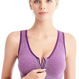 Women's Women's Zip Front Sports Bra Wireless Post-Surgery Bra Active Yoga Sports Bras-image-75