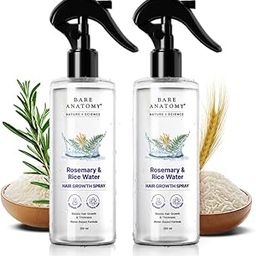 Bare Anatomy Nature x Science Rosemary Water Spray for Hair Growth & Hair Thickness with Rice Water | 100% Natural Extract | Soft & Smooth Hair | Controls Hairfall & Adds Shine | Non-Greasy & Fast Absorbing | 200 ml (Pack of 2)-0