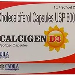 Calcigen D3 Vitamin D3, Total 8 Capsule, (Pack of 2 Strip * 4 Capsules)-55
