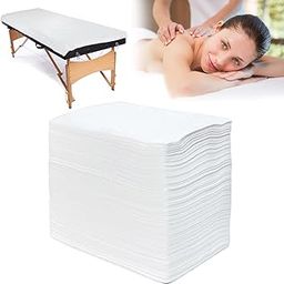 100Pcs Disposable Massage Table Sheets 31" x 71" Non-Woven Fabric Disposable Bed Sheets SPA Bed Cover Breathable Oil-Waterproof Sheets for Travel Spa Tatto Hotel Salon (White)-image-49