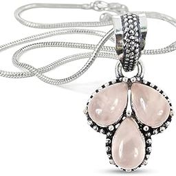 AAA Natural Rose Quartz Pendant Crystal Stone Locket with Metal Chain for Women & Girls-image-23