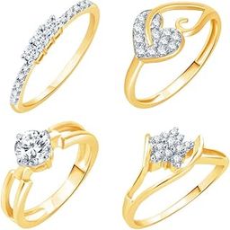 Artistically Gold Plated CZ Set of 4 Ladies Ring Combo for Women-image-12
