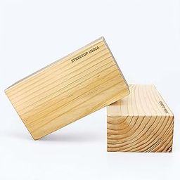 Streetup India® Wooden Yoga Block With Eco-Freindly Pine Wood| Non-Slip Workout Block|Extra Large 9X5X3 Inches (Set of 2)-picture-21