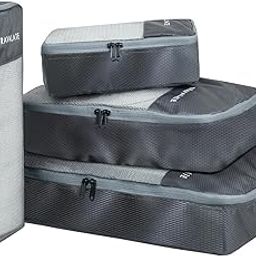 TRAVALATE Multiple Size Packing Cubes for Carry on Suitcase Organizer Bags | Set of 4 Space Saver Luggage Organizer Cubes for Travel - Grey-picture-15