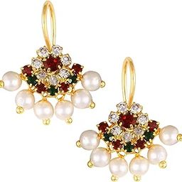 Vighnaharta Maharastrian Bugadi Gold Plated alloy Stones & Beads Studded Press Bugadi Earrings-image-21