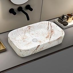Plantex Tabletop Wash Basin for Bathroom/Designer Ceramic Basin/Rectangle Countertop Wash Basin/Home/Office (22 x 14 x 5 Inch)-image-73