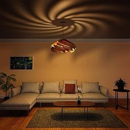 EIGEN Pendant Lights for Ceiling - Wooden Hanging Chandelier for Living Room & Hall, Modern Jhumar Ceiling Light (Mini Mystique - Walnut)-picture-11