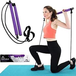 Bar with Resistance Bands - Portable Lightweight 2 Section Pilates Bar Kit with Resistance Bands - Home Studio Workout Active Bar Pilates Accessory Stick - Easy to Use and Easy to Carry-39