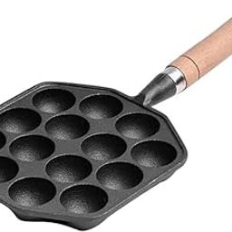 TUPERMAR 14 Holes Takoyaki Pan Nonstick Cast Iron Ebelskiver Pan Mochi Maker Grill Pancake Pan with Detachable Handle Kadai Appam Pan Maker Idali Maker Non Stick With Lid-image-14