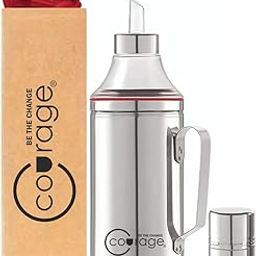 COURAGE ; BE THE CHANGE Stainless Steel Oil Dispenser | Leak-Proof & BPA-Free Oil Container for Cooking Oils & Vinegar | Durable Kitchen Accessory for Pouring & Storage (Pack of 1)-24