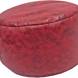 BAZPUR MART® Brown Round Ottoman Pouf Cover Footstool Slipcover Red-image-47