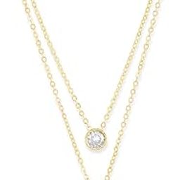 Double Layered Chain Necklace With Diamond Pendant With Austrian Cubic Zirconia For Women And Girls With Extendable Chain-image-83
