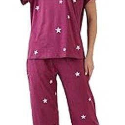 Women's Cotton Printed Round Neck Short Sleeve Night Suit Set | Capri Set | Casual Night Dress for Women-2911-image-99