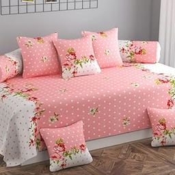 Floral 240 TC Microfiber Bedsheet Set with 5 Cushions Covers, 2 Bolster Covers, 8 Pieces, Single Size (Multicolor). (Multicolor_04)-image-76