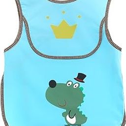 Yellow Bee Dino Print Bibs with Crumb Collector for Boys, Blue, 6-24 Months, One Size-picture-24
