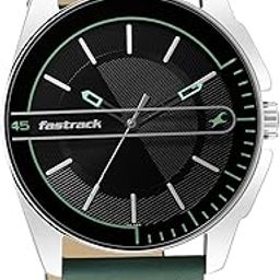 Mens Wear Your Look Quartz Analog Black Dial Leather Strap Watch for Guys-NS3089SL16-4