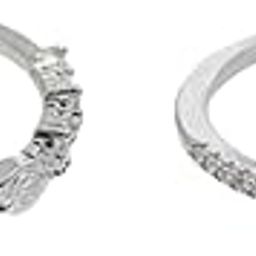 Dainty Sterling Rings for Women, Set of 2 with Butterfly and Crystal Designs, Elegant Everyday Stackable Jewelry-image-12