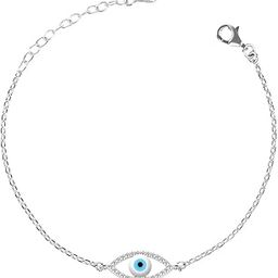 925 Sterling Silver Evil Eye Halo Bracelet, Adjustable, Rhodium Plated, Swiss Zirconia Gift for Women and Girls-21