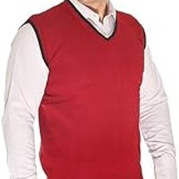 Mayanshi Creations Men's Half Sleeves V Neck Solid Woolen Red Sweater for Winter_MENSSWEATER-10-picture-12