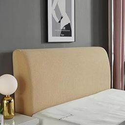 HOMETHREADS Stretchable Lycra/Velvet Bed Headboard Cover Soft BedHead Dust-Proof Cover,Head Back Protector for Your Leather/Cloth/Wooden Bedside|5 to 6.5 Feet Bed Back Cover (Beige, 172x65cm)-15