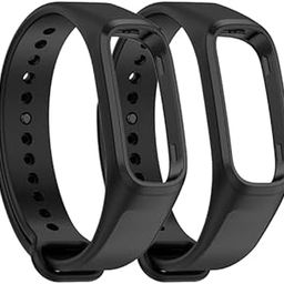 Band Strap Compatible with OnePlus and Oppo Smart Band Strap - Original Soft Silicone Adjustable Replacement Wristband Belt - Watch Device Not Included - Pack of 2 (Black)-57