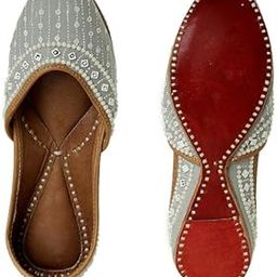 Grey Jutti for Women | Punjabi Jutti | Mojari for Ladies | Bridal Soft Leather Ethnic Juttis-image-26