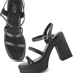 Women’s Chunky Platform Heels with Adjustable Ankle Strap| Fashionable Open-Toe Sandals for a Bold Look-1
