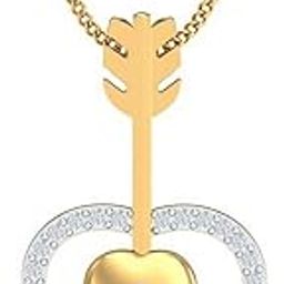 18KT Yellow Gold Arrow-in-Heart Pendant for Women-image-46