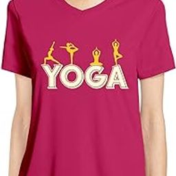 Women's Regular Fit Yoga Moves Cotton Graphic Printed V Neck Half Sleeves Pink Yoga Tshirt. Exercise & Gym Pootlu Tshirts-image-120