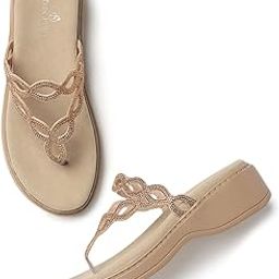 marc loire Women Embellished Slip-on Flatform Heel Fashion Sandals Footwear-picture-38