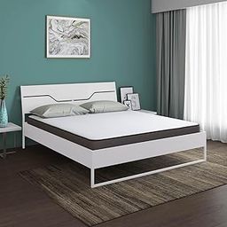 Nilkamal SLEEP Queen Size Grande Wood and Metal Hybrid Bed with Lite Dual Comfort Mattress (White, 78x60x5)-19