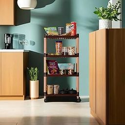 Homestic Storage Rack with Wheels | 4-Layer Storage Organizer Rack | Multipurpose Storage Rack for Home & office | Kitchen Cabinet Spice Rack | Vegetable Storage Trolley | Brown-image-97