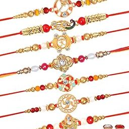 Designer Rakhi Set Of 7 With Roli Chawal and Card For Rakshabandhan | Rakhis For Brother | Rakhi For Kids | Bhaiya Rakhee-image-66