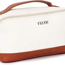 Fizzic Leather Waterproof Makeup Bag for Women | Large Capacity Organizer for Travel, College, Work & Daily Use Stylish, Durable Case with Compartments for Brushes, Toiletries & Beauty Essentials-image-87