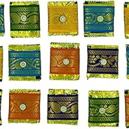 Soul Artisan Thamboolam Turmeric and kumkum Return Gift Set (Pack of 15) Traditional handmade small pouch - tamboolam For religious ceremony Varalakshmi Pooja and function | Pack of 15-image-12