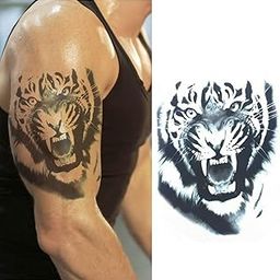 S.A.V.I 3D Temporary Tattoo Waterproof Sticker Beautiful Colourful Big Tiger Leopard Face Popular New Designs Size - 21x15cm (725), Multicolor, 13 g-image-34