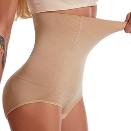 Women’s Waist Slimming Panties Tummy Tucker High Waist Shapewear (Large, Cream)-image-80